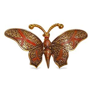 Vintage Damascene Butterfly Brooch Gold Tone Made in Spain